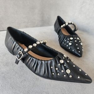 Antonio Melani Jennifer Sumko flats 6.5 black leather LyssaLou Mary Jane new$130